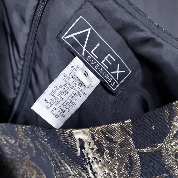 Alex Evenings Dress 10 Women Damask Metallic Sheath Jewel Beaded Belt Zip NYE - Picture 12 of 12